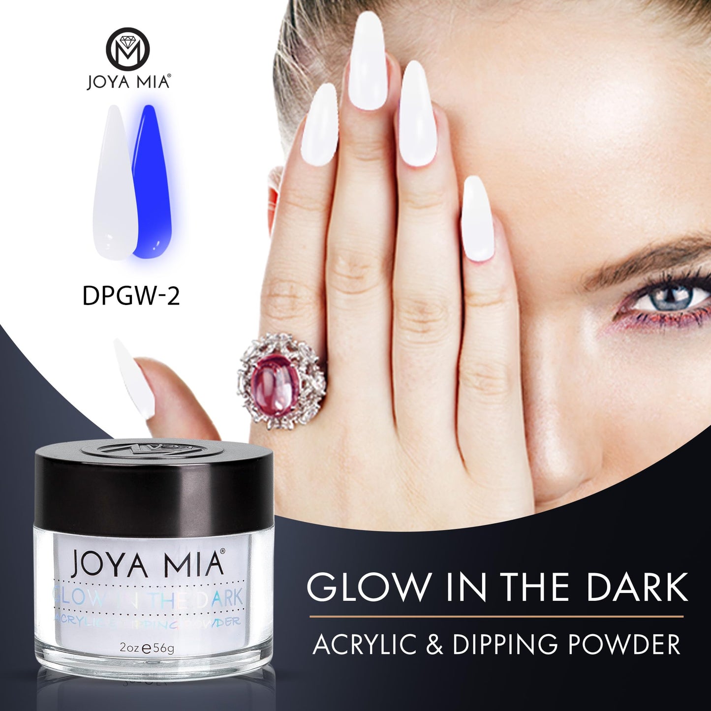 Glow-in-the-Dark Acrylic & Dipping Powder - Premium Nail Powder for Flawless Enhancements, Available in 12 Colors, 2 oz (DPGW-2) - Joya Mia Beauty & Personal Care JOYA MIA
