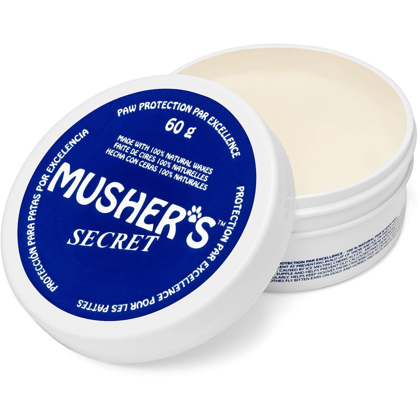 Musher's Secret Dog Paw Wax 60g – All-Natural Moisturizing Balm with Vitamin E, Protects & Heals Dry, Cracked Paws