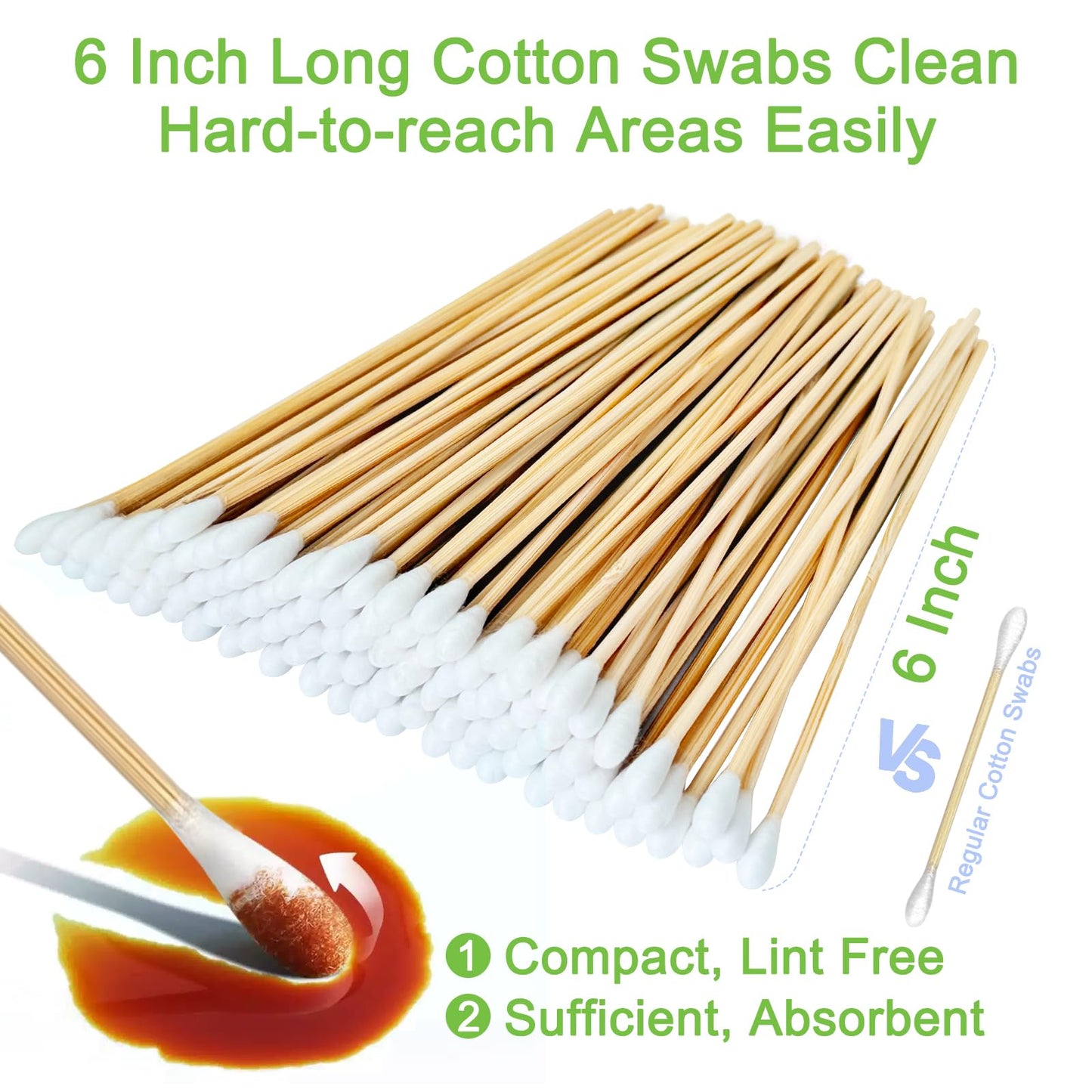 200 PCS Long Wooden Cotton Swabs, Cleaning Cotton Sticks with Wood Handle for Oil Makeup Gun Applicators, Eye Ears Eyeshadow Brush and Remover Tool Beauty and Personal Care eyxformula
