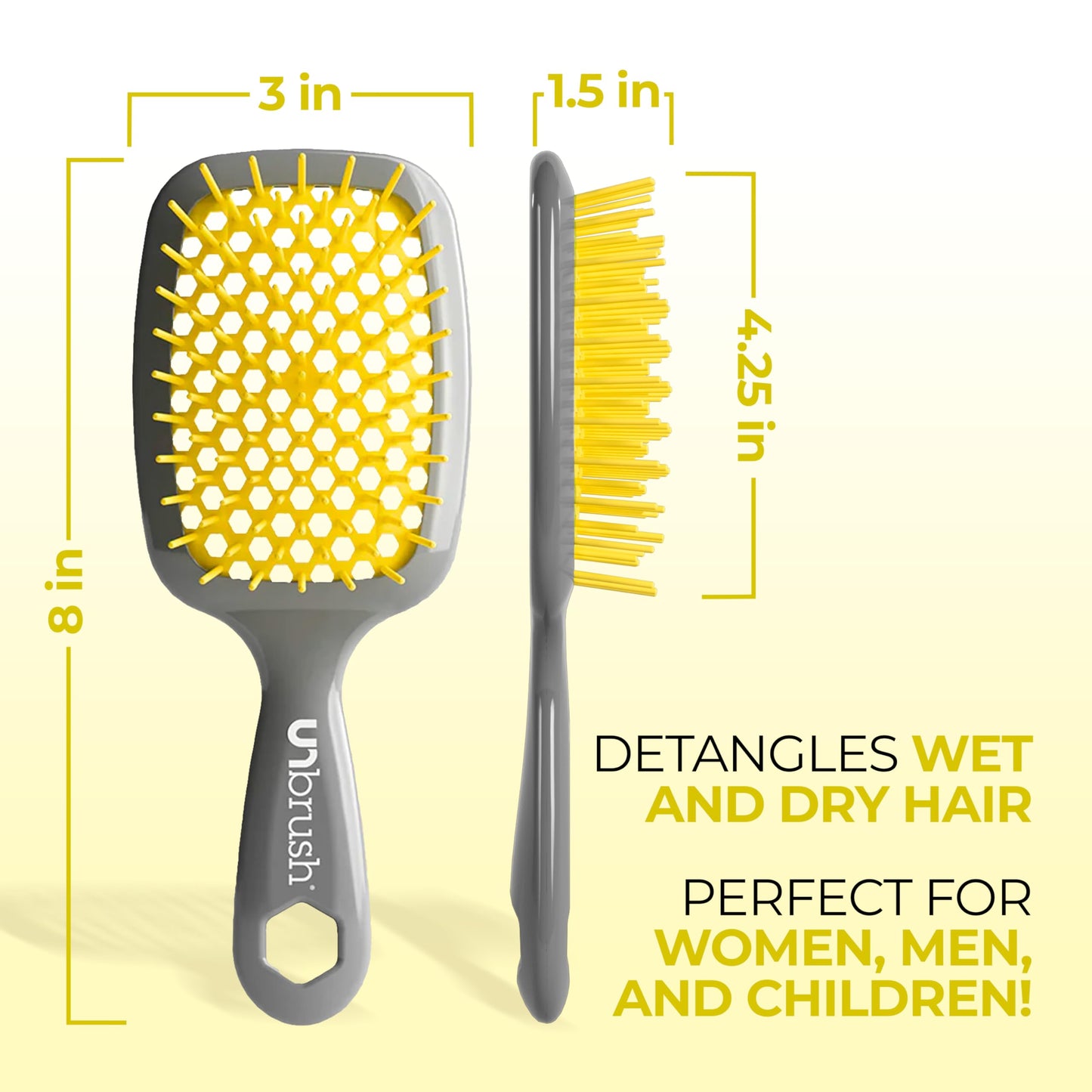 FHI Heat UNbrush Detangling Brush for Pain-Free Brushing on All Wet or Dry Hair Types - Durable DuoFlex Anti-Static Bristles, Lightweight Handle