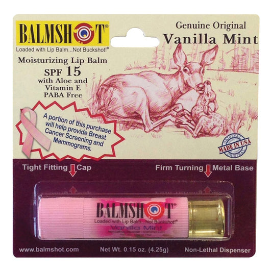 Balmshot Lip Balm Pink Camo - Vanilla Mint Flavor - SPF 15 with Aloe and Vitamin E, PABA Free