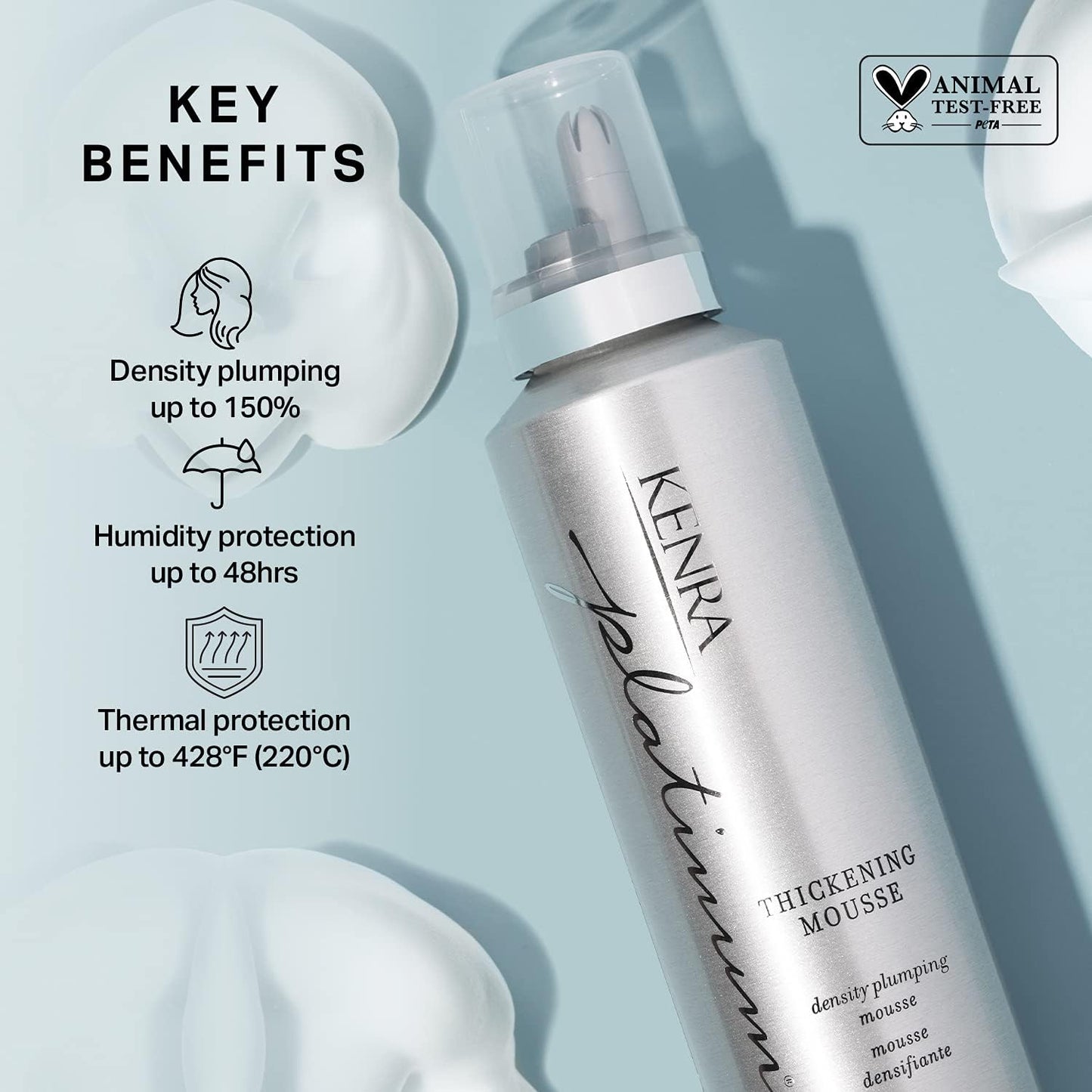 Kenra Platinum Thickening Mousse 12 | Volumizing Styler | Adds Fullness & Body | Humidity Protection Up To 48 hours | Desity Plumping up tp 150% |