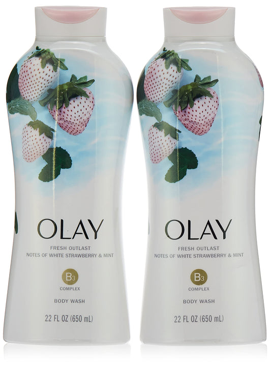 Olay Body Wash Fresh Cooling Strawberry & Mint 22 Ounce (650ml) (2 Pack)