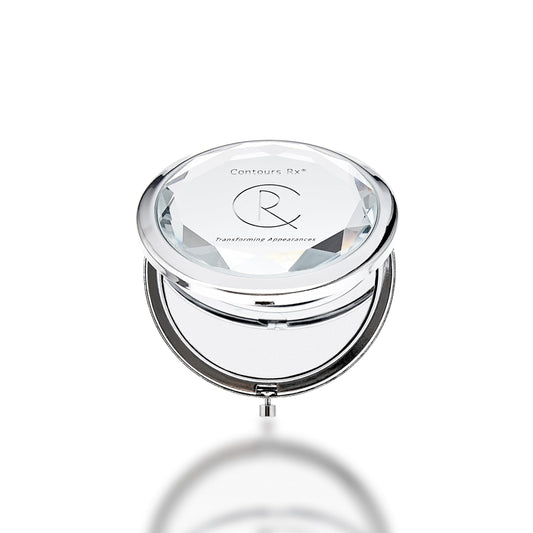 Contours Rx Crystal Compact Makeup Mirror - Dual-Sided 1x & 2X Magnification - Portable, Stylish Metal Frame for Folding Mirror, Beauty Touch-Ups Beauty & Personal Care Contours Rx