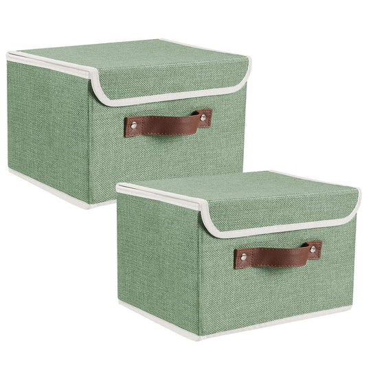 Lucky Monet Storage Bins Boxes with Lids 2 Pack Decorative Storage Boxes Collapsible Fabric Storage Basket Containers Lidded Storage Cube…