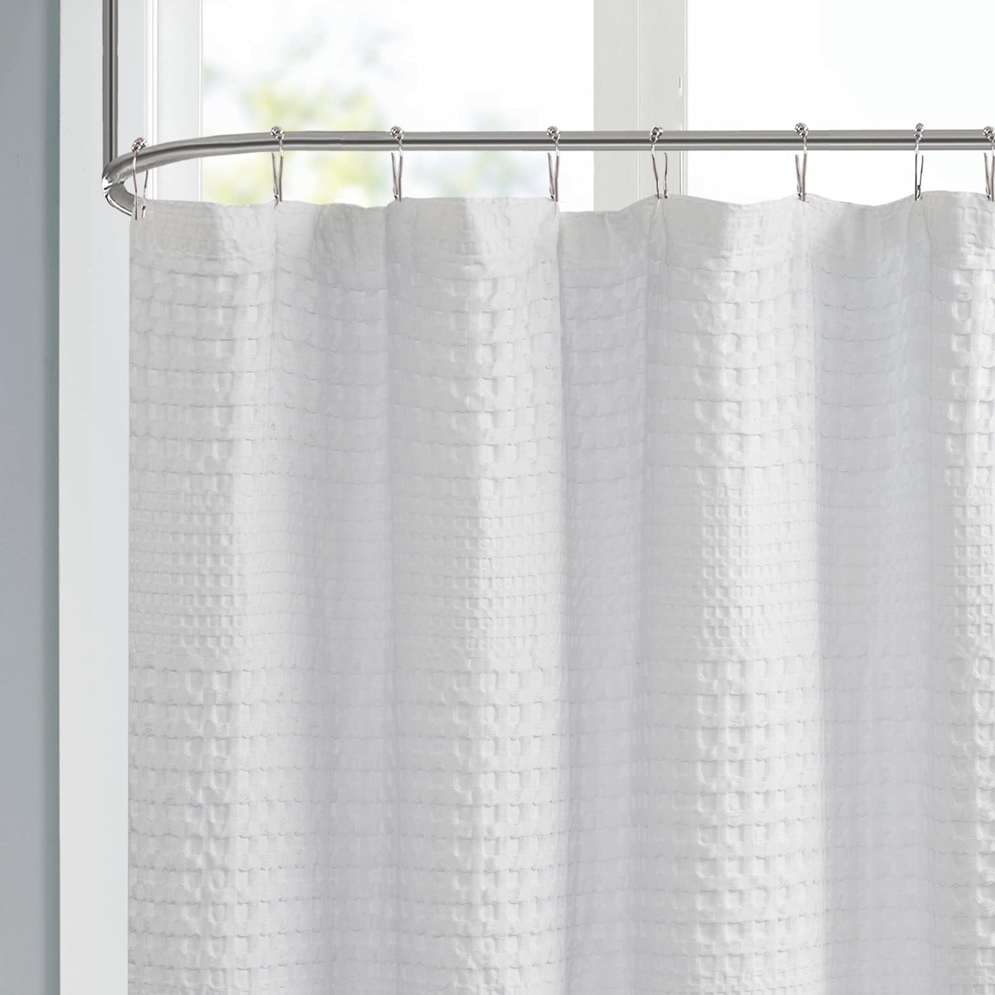 Madison Park Arlo 100% Cotton Shower Curtain, Texture Waffle Weave Design 800 GSM Hotel Quality, Soft Trendy Bathroom Décor, Machine Washable…