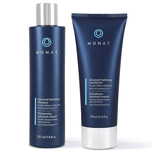 MONAT Advanced Hydration Shampoo and Conditioner Set Infused with REJUVENIQE For Dry Fine to Medium Hair - Moisturizes & Strengths - Sulfate-Free
