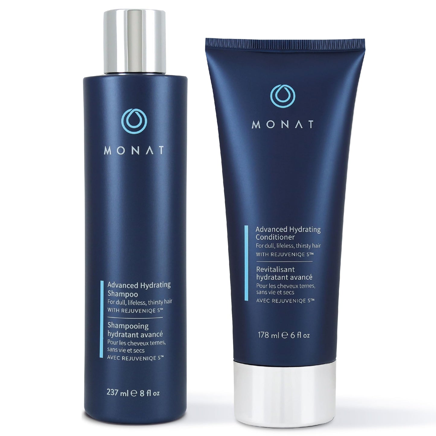 MONAT Advanced Hydration Shampoo and Conditioner Set Infused with REJUVENIQE For Dry Fine to Medium Hair - Moisturizes & Strengths - Sulfate-Free
