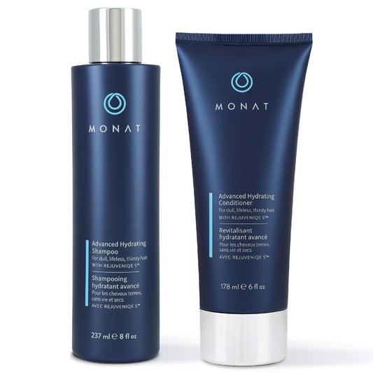MONAT Advanced Hydration Shampoo and Conditioner Set Infused with REJUVENIQE For Dry Fine to Medium Hair - Moisturizes & Strengths - Sulfate-Free