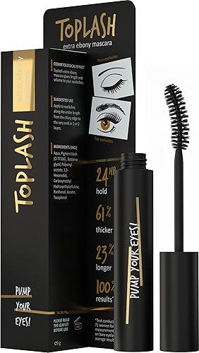 Toplash Extra Ebony Mascara with Keratin, Panthenol and Vitamin E