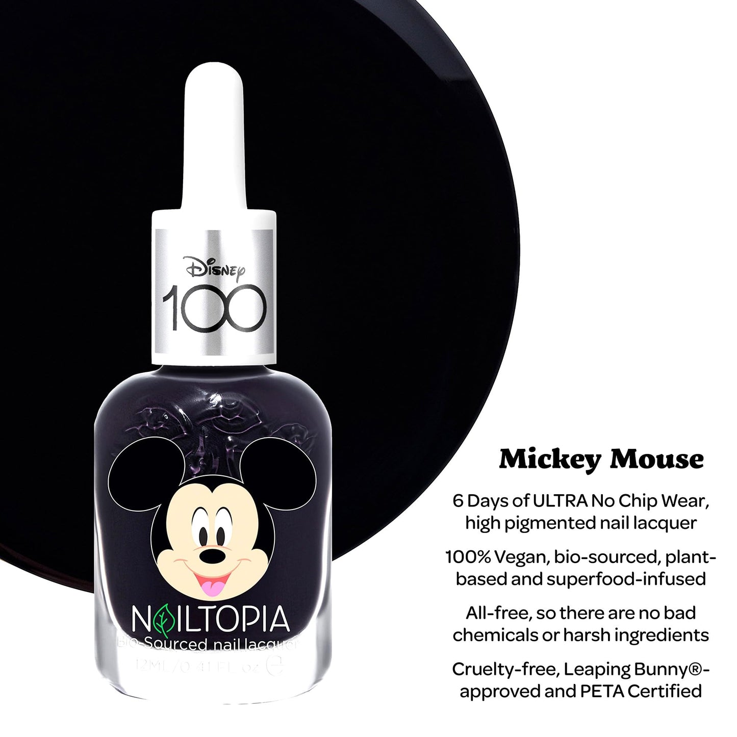 Nailtopia Bio-Sourced Chip Free Nail Lacquer Disney Collection Mickey Mouse - Superfood-Infused Polish - Chip Resistant Formula - Quick-Dry, Long Beauty & Personal Care Nailtopia