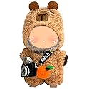 3-Piece Knit and Plush Doll Outfit Set for 17cm Collectibles - Plush Bear Hoodie Set (Hoodie+Outfit+Camera) - No Doll Included