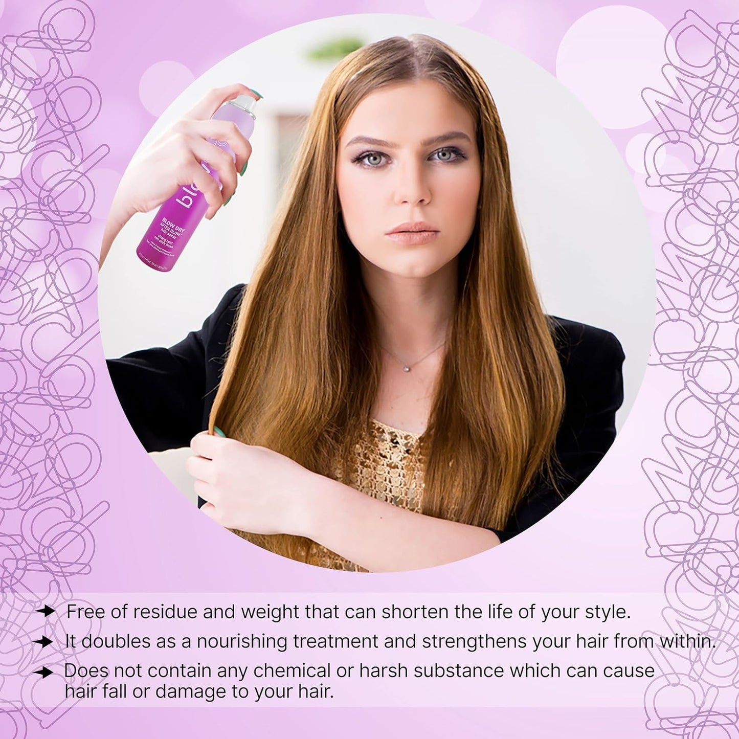 blowpro After Blow Strong Hold Finishing Spray 10oz, Adds Shine, Volume & Frizz Control without Buildup, Soy Protein Helps Strengthen Hair, 100%
