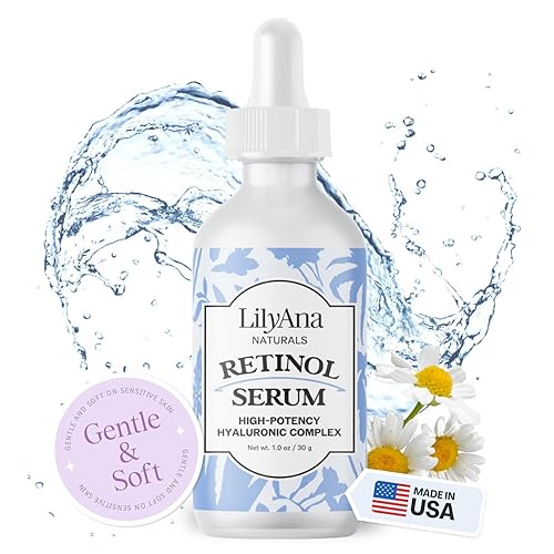 LilyAna Naturals Retinol Serum - Made in USA, Anti Aging Face Serum with Hyaluronic Acid and Vitamin E, Reduces Age Spots and Sun Damage, Promotes