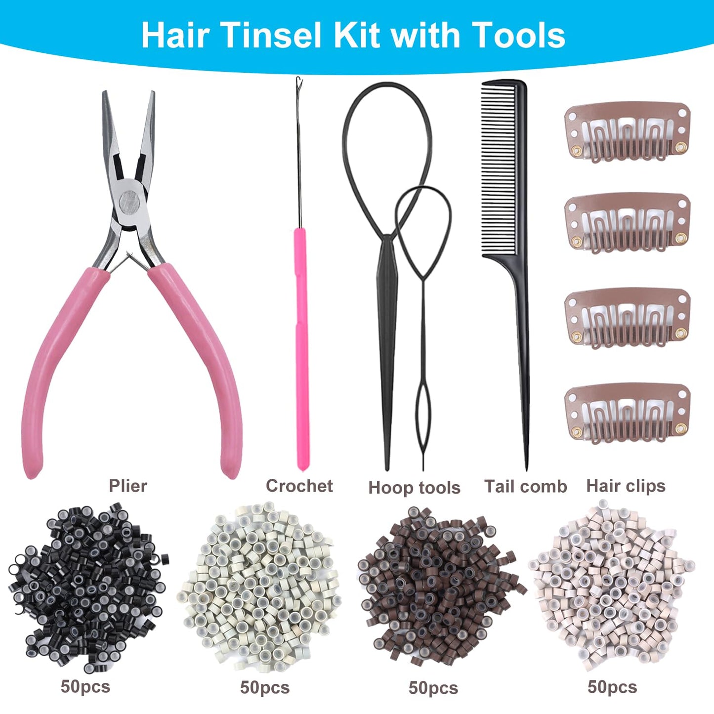 Hair Tinsel - 20 Colors Hair Tinsel Kit - 8000 Strands 48 Inch Glitter Tinsel Hair Extensions with Tools - Heat Resistant Sparkling Fairy Hair Beauty and Personal Care Bintvoy
