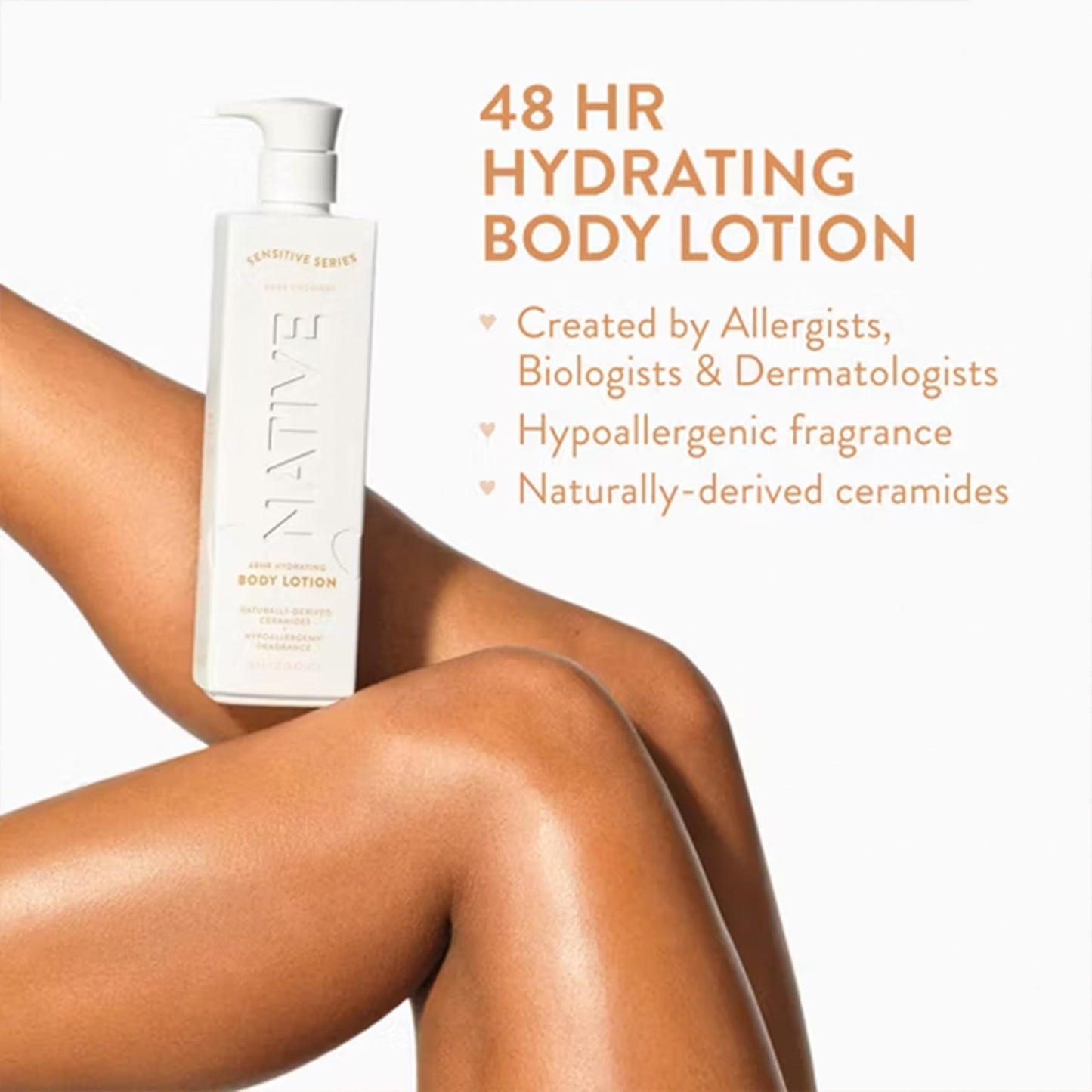 Native Sensitive Series 48H Hydrating Body Lotion - Hypoallergenic - Bare Coconut - 18 fl oz - Pack Of 02