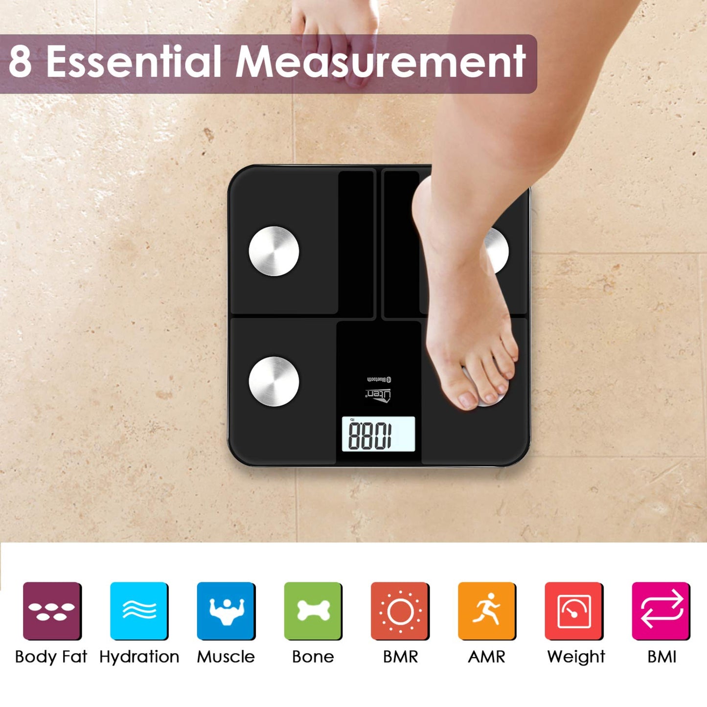 Uten Smart Scale for Body Weight, Digital Bathroom Weighing Wireless Scales with Body Fat and Water Weight for People, Bluetooth BMI Electronic Body…
