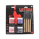 Lovers Liquid Latex Body Paint, Four 1 Ounce Bottles, Red, Pink, Purple, and Black, Four Brushes, Professional Quality, For Face and Body