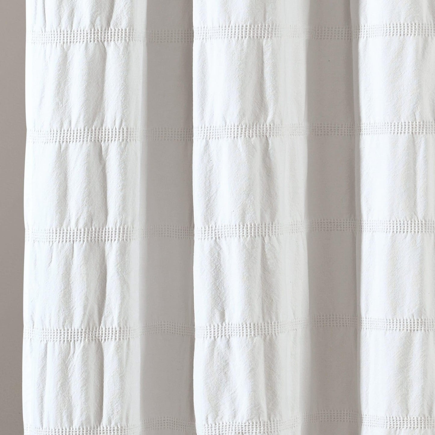 Lush Decor White Waffle Stripe Woven Cotton Shower Curtain, Bathroom Accessories (72" x 72")