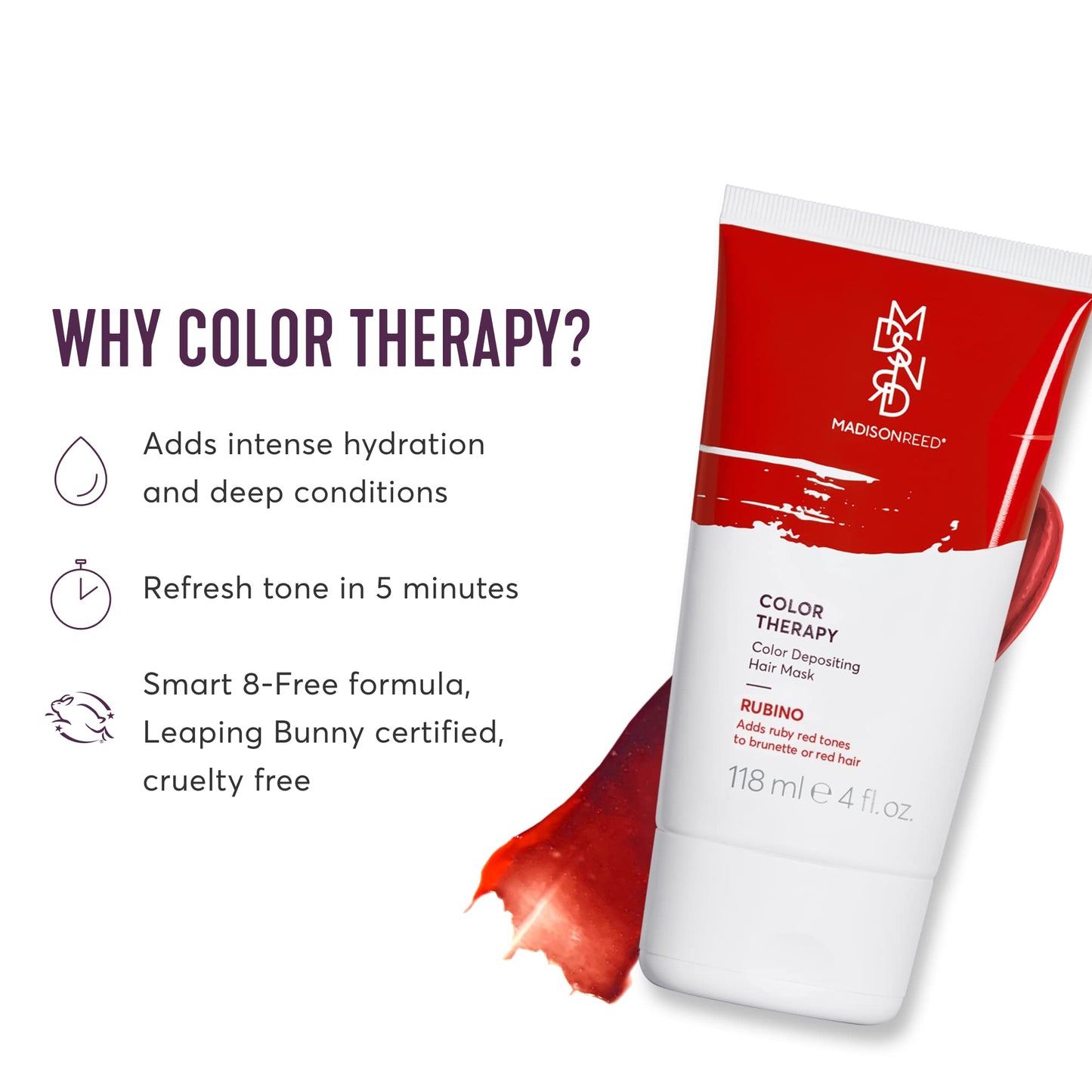 Madison Reed Color Therapy, Rubino, Color Depositing Hair Mask & Deep Conditioning Treatment, Intensely Hydrating, Refreshes Color & Tone, Keratin