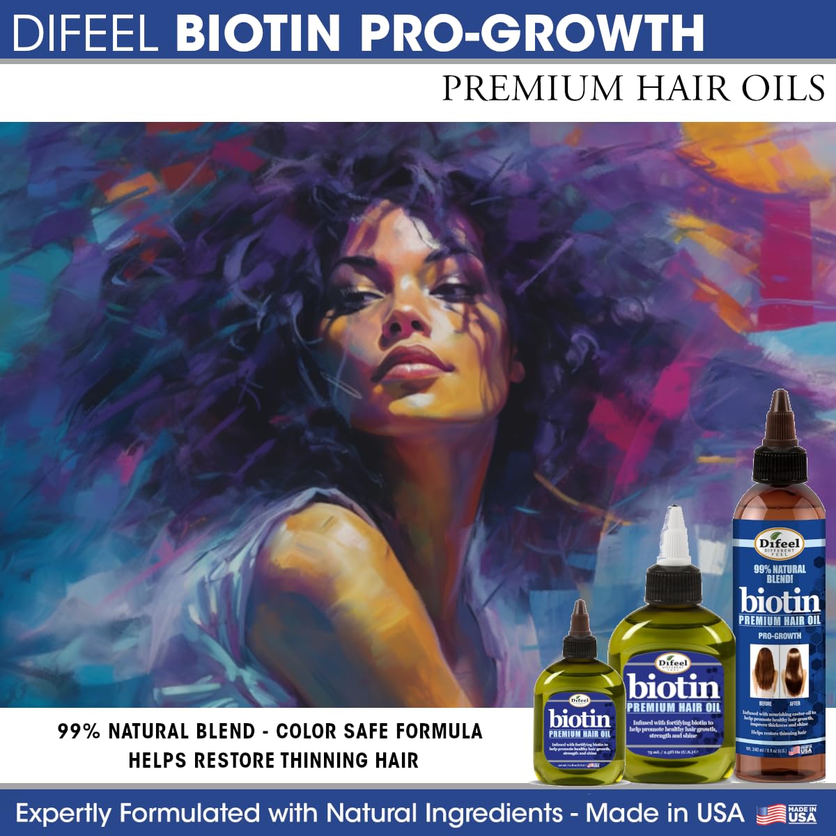 Difeel Biotin Progrowth Premium Hair Oil 8 oz.