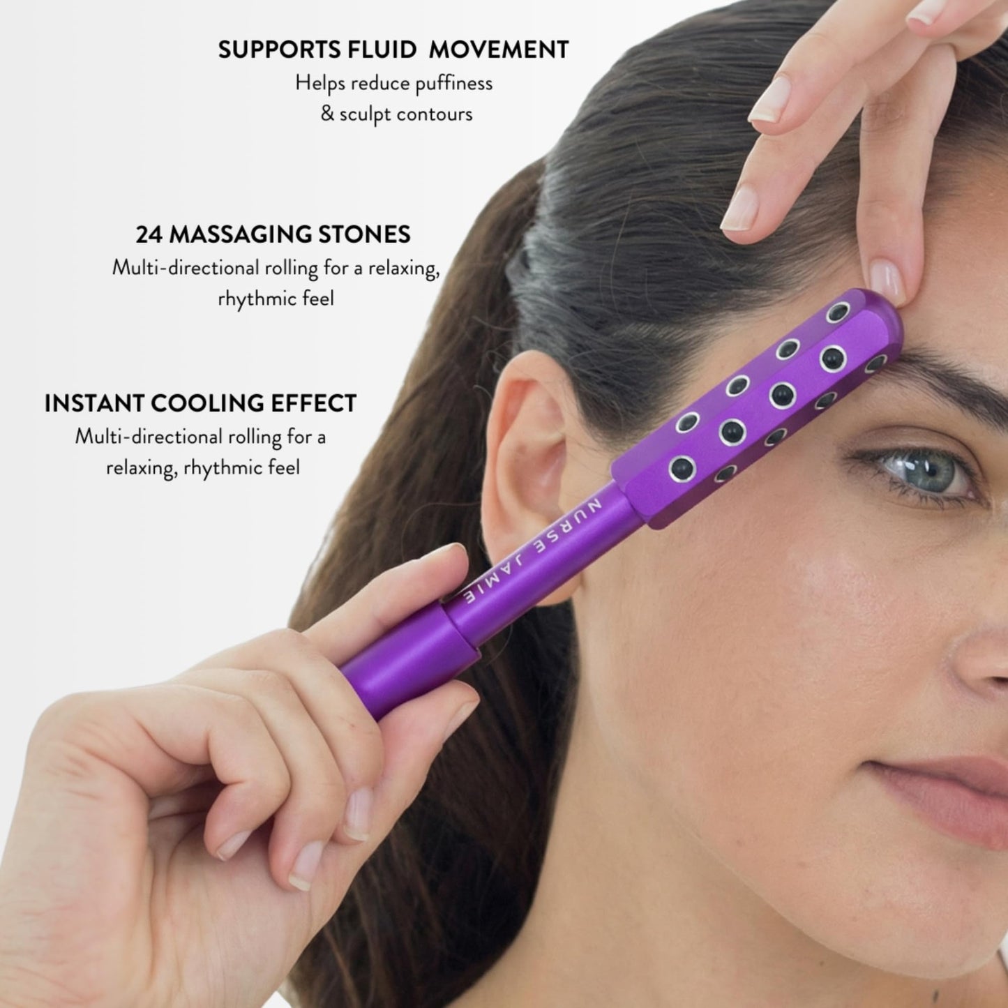 Nurse Jamie Uplift Facial Massaging Beauty Roller - Purple - Facial Massager with 24 Stones for Sculpting, Firming & Reducing Puffiness