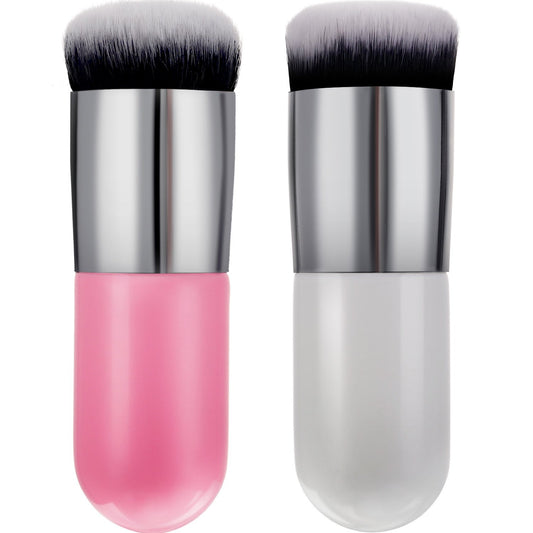 2 Pieces Foundation Brush Chubby Makeup Brush Kabuki Makeup Brush Travel Powder Brush for Blending Liquid, Cream or Powder Cosmetics (white and rose Beauty & Personal Care Boao