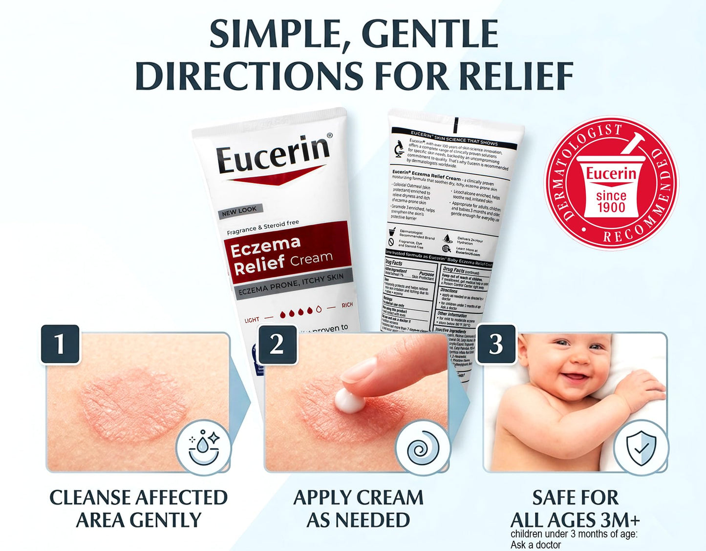 Eucerin Creme Eczema Relief 8 Ounce Tube (236ml) (6 Pack)