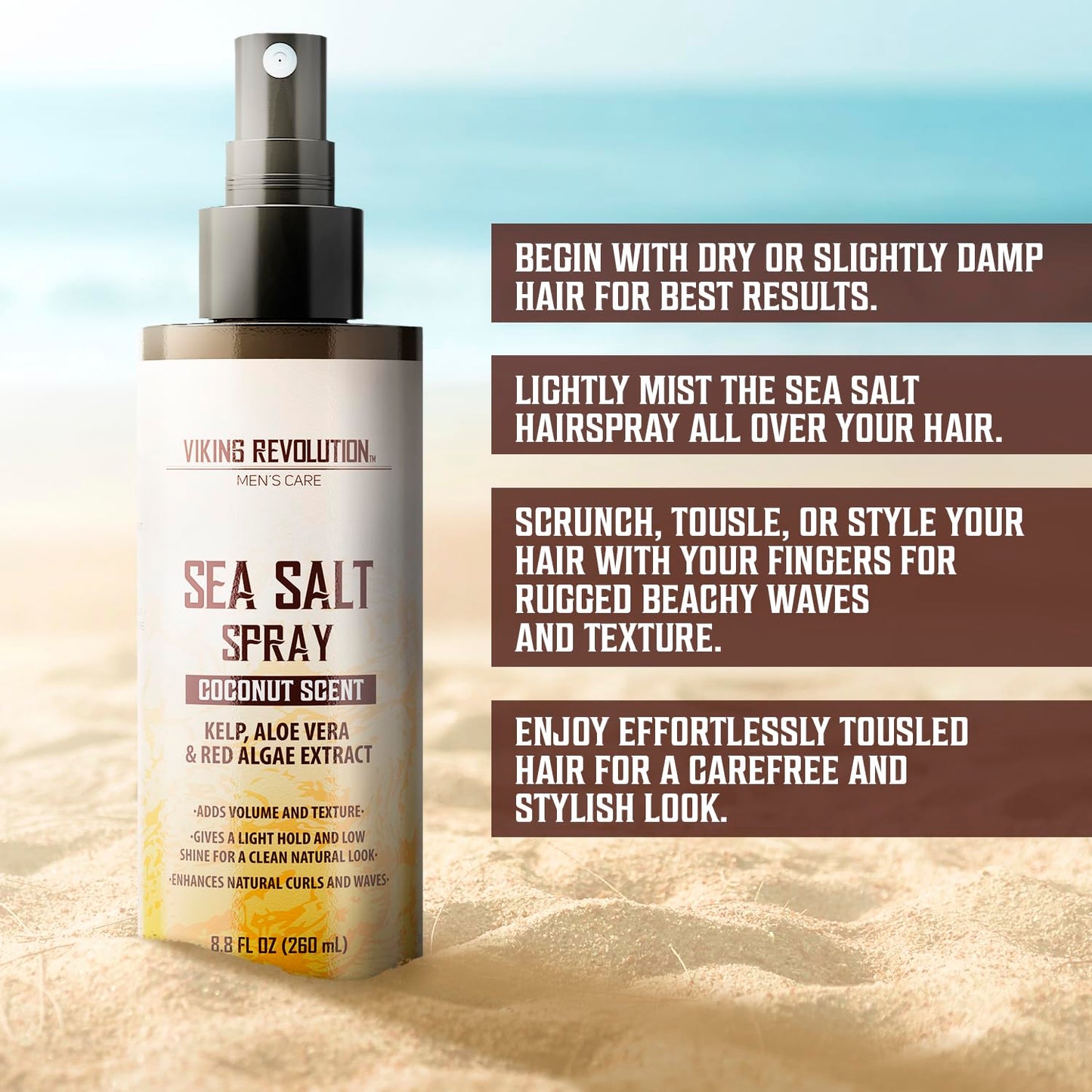 Viking Revolution Men's Texturizing Sea Salt Spray for Men - Lifts and Texturized Hair - Instant Thickness, Volume, Texture and Light Hold (6oz) Beauty and Personal Care Viking Revolution