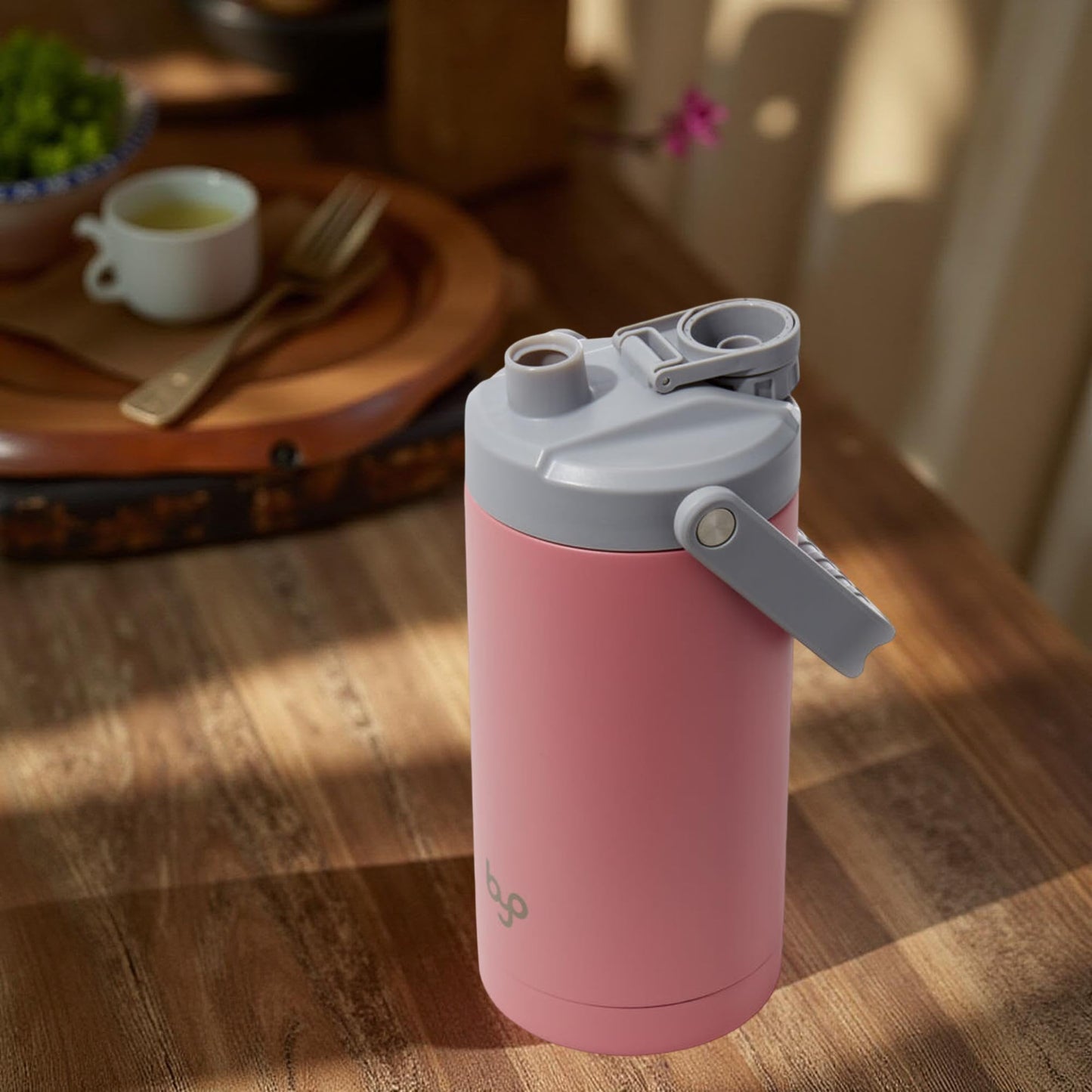 Built Byo 64 Oz Double Walled Insulated Stainless Steel Bottle (Pink) - BPA-Free Leakproof Chug Lid, Durable Sweat-Proof Silicone Grip Handle