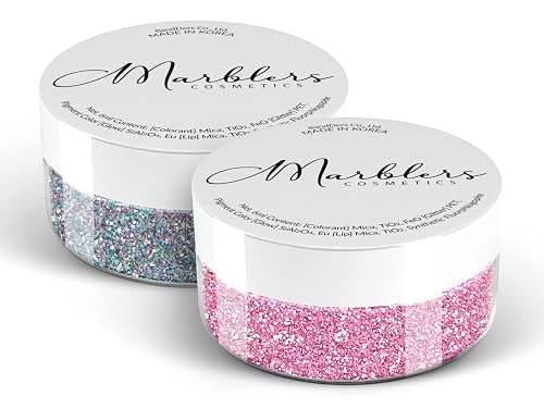 MARBLERS Twinkle Face & Body Glitter Duo [Holo Fairy Powder & Flamingo] 0.36oz (10g) | Non-Toxic | Cruelty-Free | Eyeshadow, Nail Polish, Nail Art |