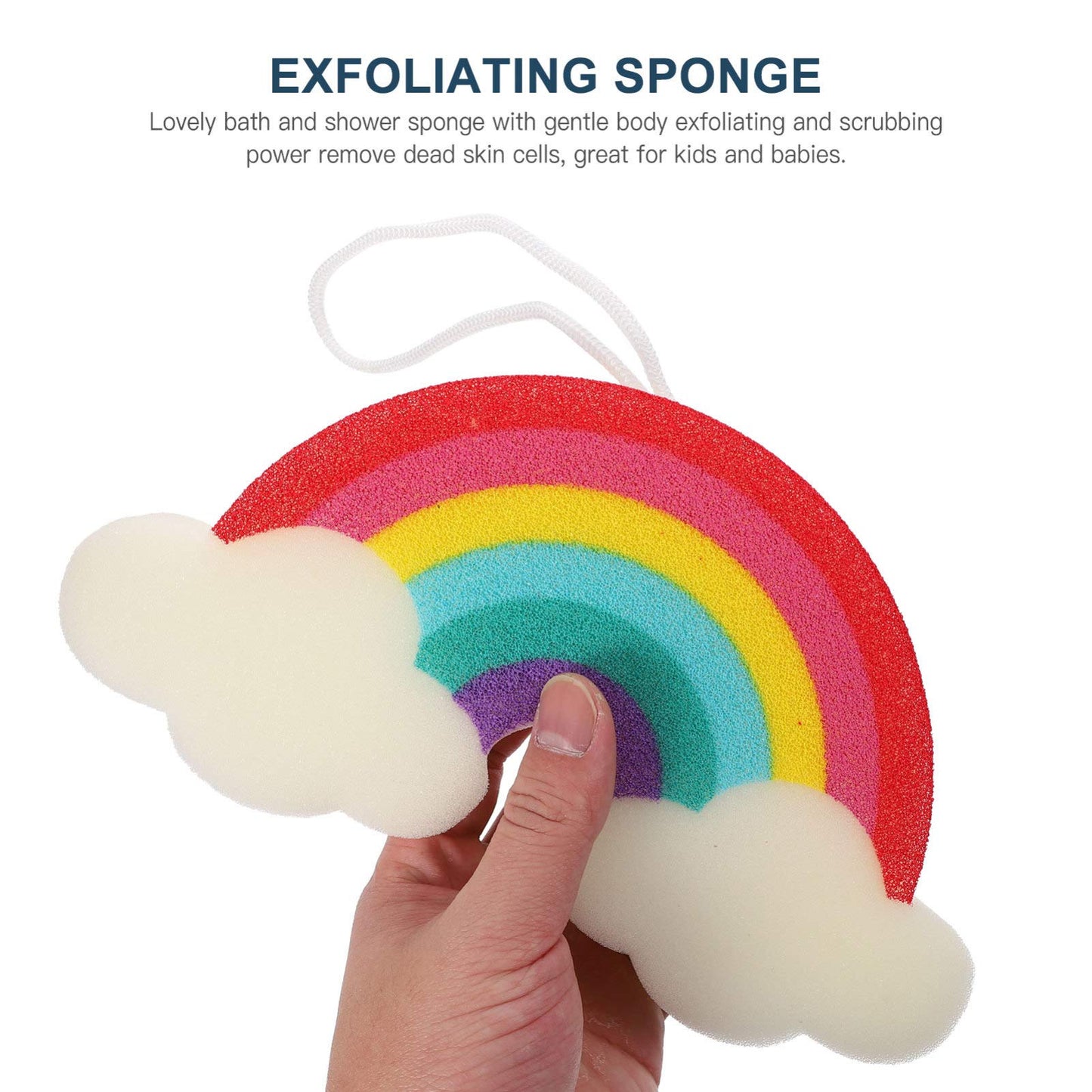 Rainbow Shower Sponge for Kids 2-Pack Soft Exfoliating Bath Loofah Body Scrubber Lightweight Compact 9.05X4.72X1.37In Fun Rainbow Design for Bathing Beauty and Personal Care Mobestech