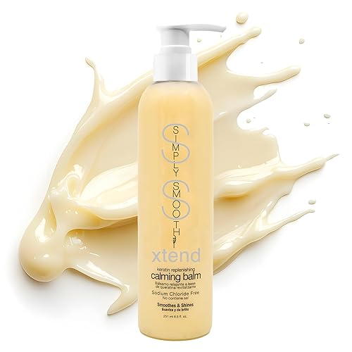 SIMPLY SMOOTH Xtend Keratin Replenishing Calming Balm Smoothing Or Curling Balm 1-Day Frizz Free Blowout Infused with Collagen To Repair Dry, Damaged