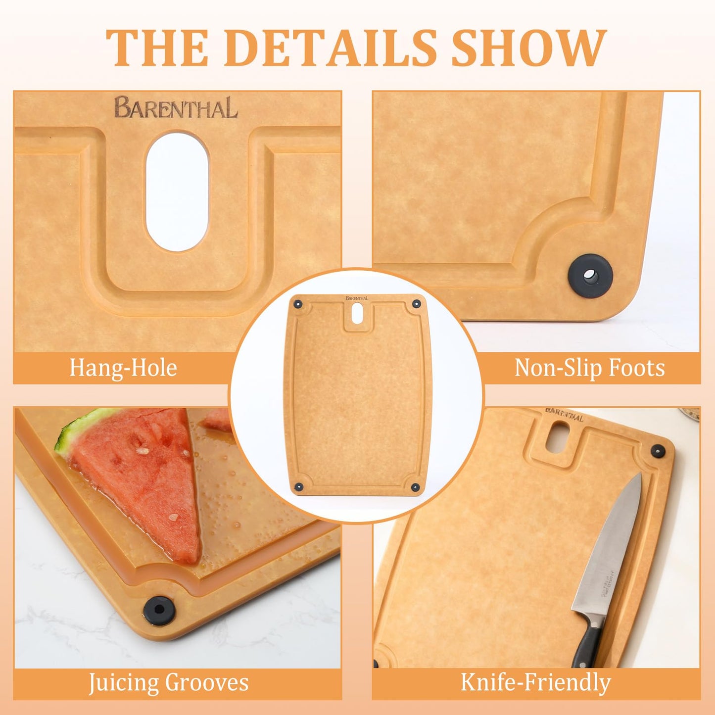 Barenthal Cutting Boards for Kitchen Dishwasher - 2PC Cutting Board Set Double-Sided with Non-Slip Feet and Juice Groove Composite Chopping Board…