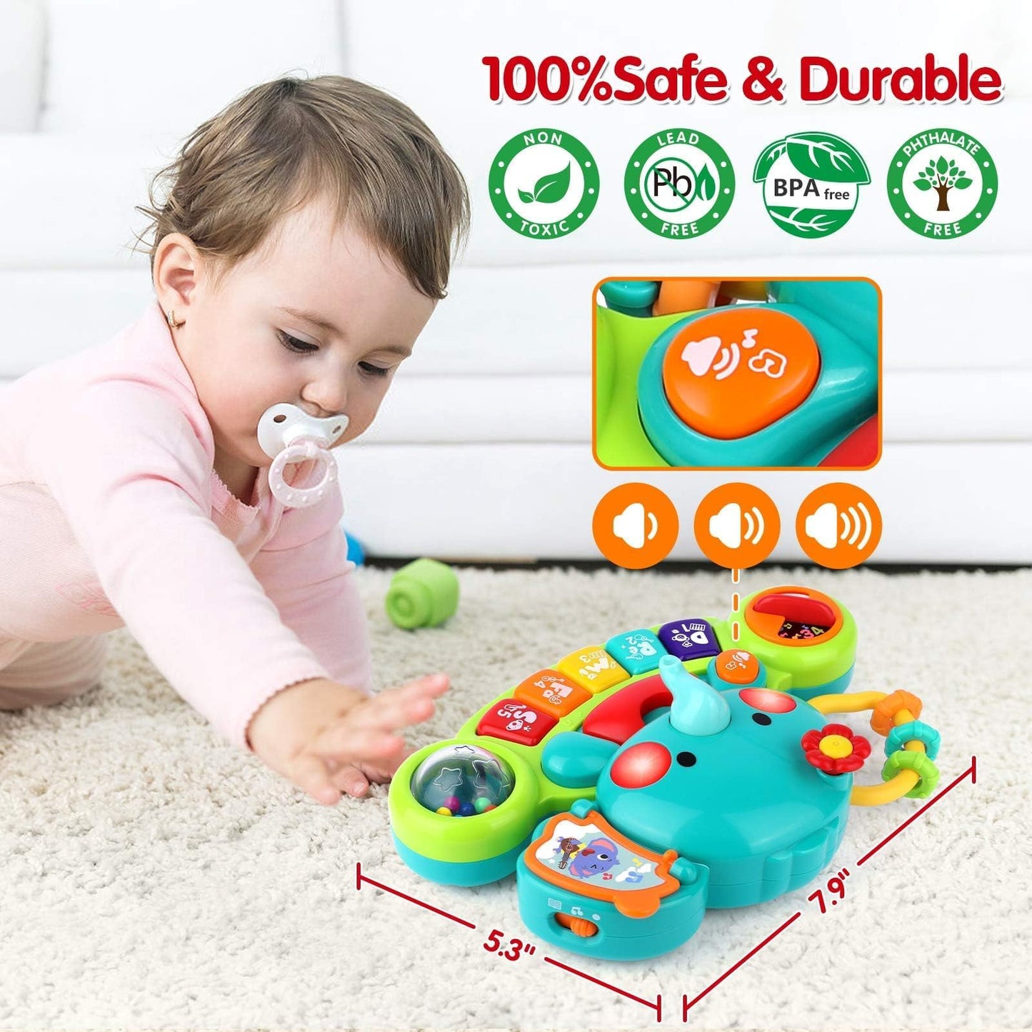Baby Piano Toy – Light Up Musical Keyboard for Infants 6–18 Months, Early Learning Educational Toy Gift for Boys & Girls Ages 0–1 Year