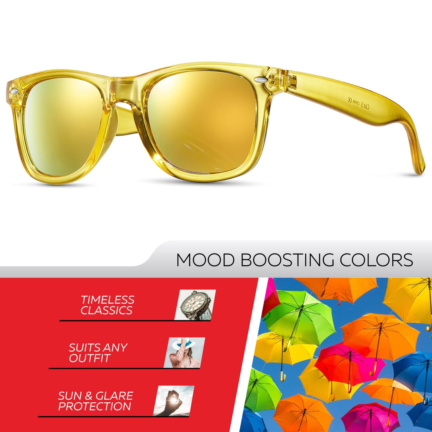 Retro Rewind Translucent Frame Colorful Neon 80s Sunglasses for Men Women - Reflective Mirrored Lens
