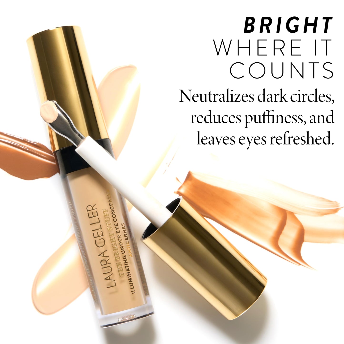 LAURA GELLER NEW YORK The Bright Stuff Illuminating Under Eye Concealer with Cooling Metal Tip - Light Coverage (03 Light) Beauty and Personal Care LAURA GELLER NEW YORK