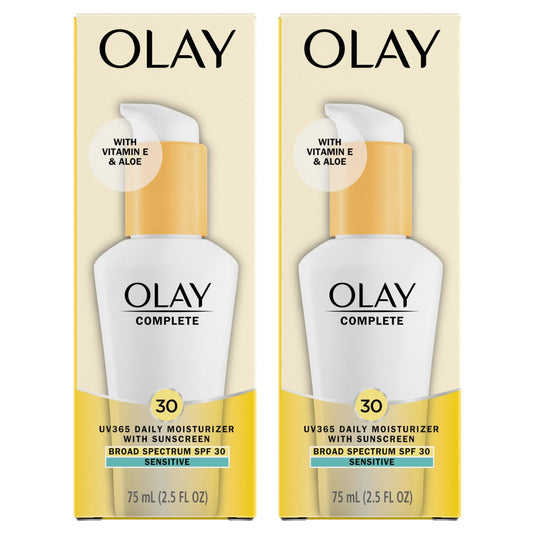 Olay Face Moisturizer, Complete with Sunscreen SPF 30, Fragrance-Free for Sensistive Skin, Broad Spectrum Sun Protection, Long-Lasting Hydration