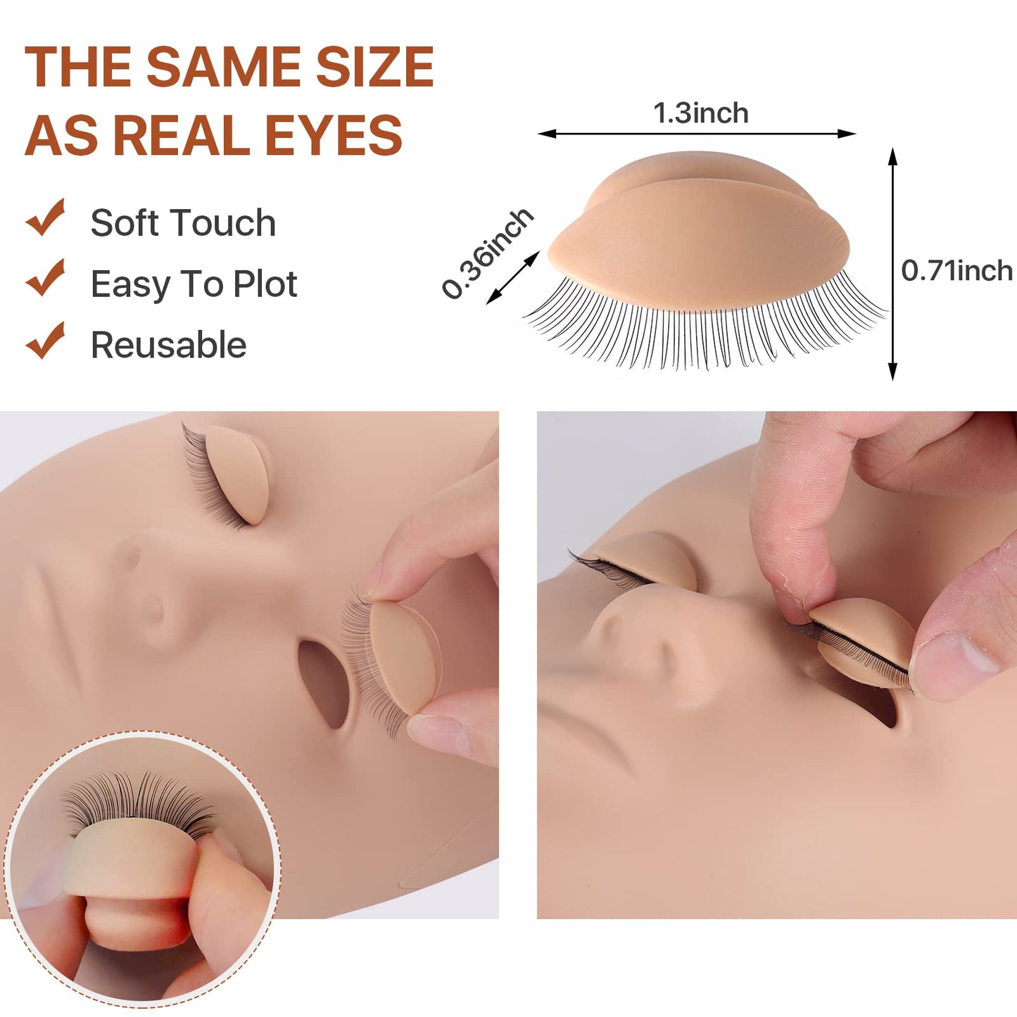 Pretty memory Lash Mannequin Head with 4 Pairs Removable Practice Eyelids, Silicone Eyelash Mannequin Head for Makeup Practice and Lash Extension