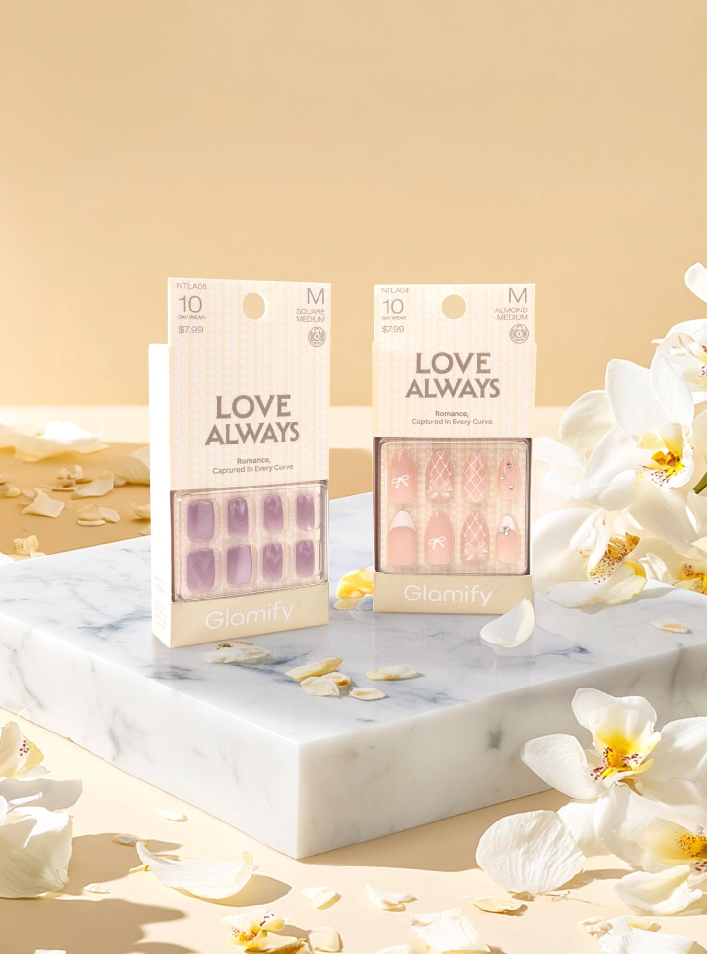 Glamify BY Absolute New York Love, Always Bridal Press On Nails - Wedding French Tip Fake Nails with Pearls, Rhinestones & Heart Cat Eye Designs Beauty & Personal Care Absolute New York