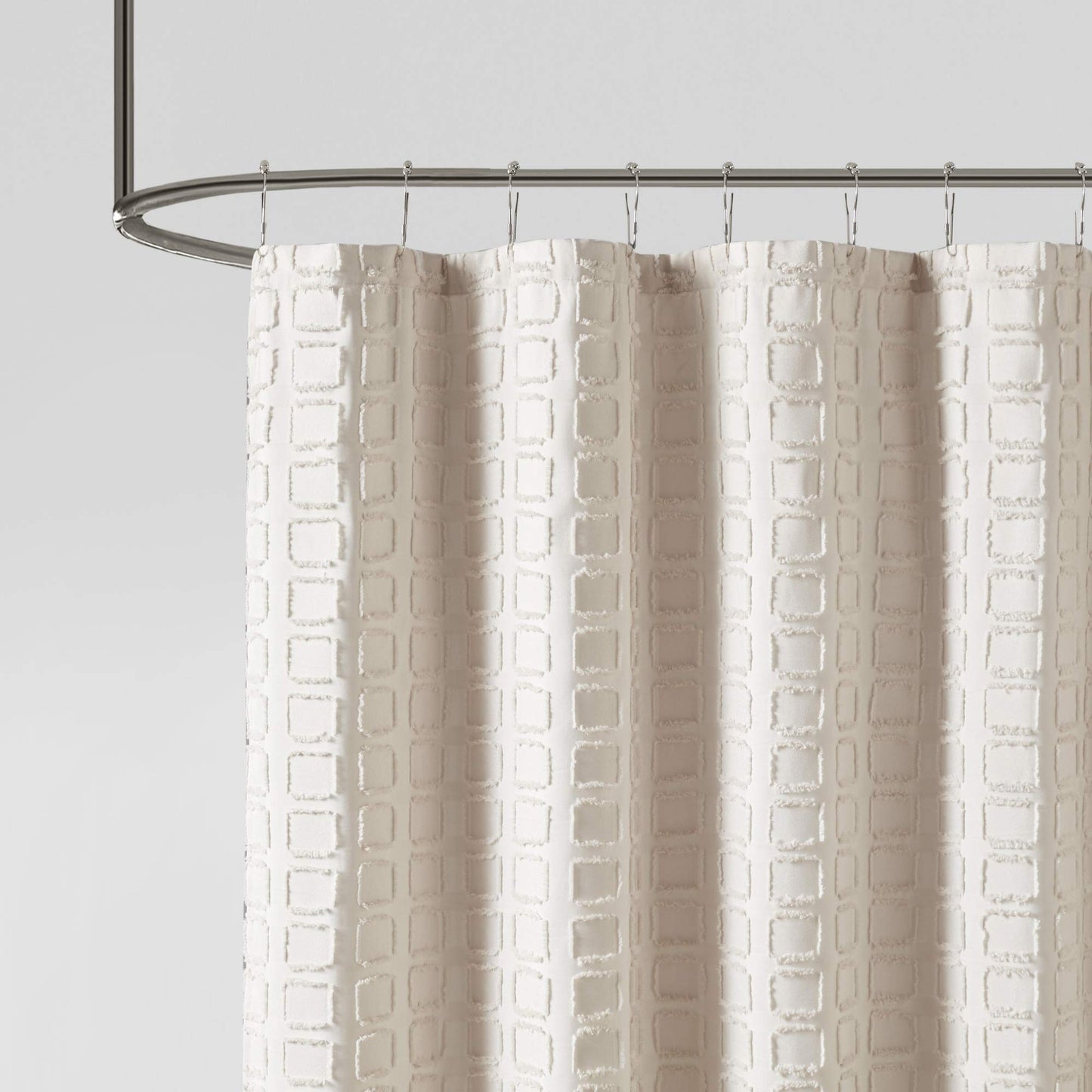 Madison Park Metro Bathroom Shower, Textured Woven Clipped Design Modern Mid-Century Privacy Bath Fabric Curtains, 72"x72", Sand