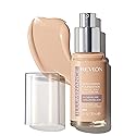 Revlon Illuminance Skin-Caring Liquid Foundation, Hyaluronic Acid, Hydrating and Nourishing Formula with Medium Coverage, 201 Creamy Natural, 1 fl oz