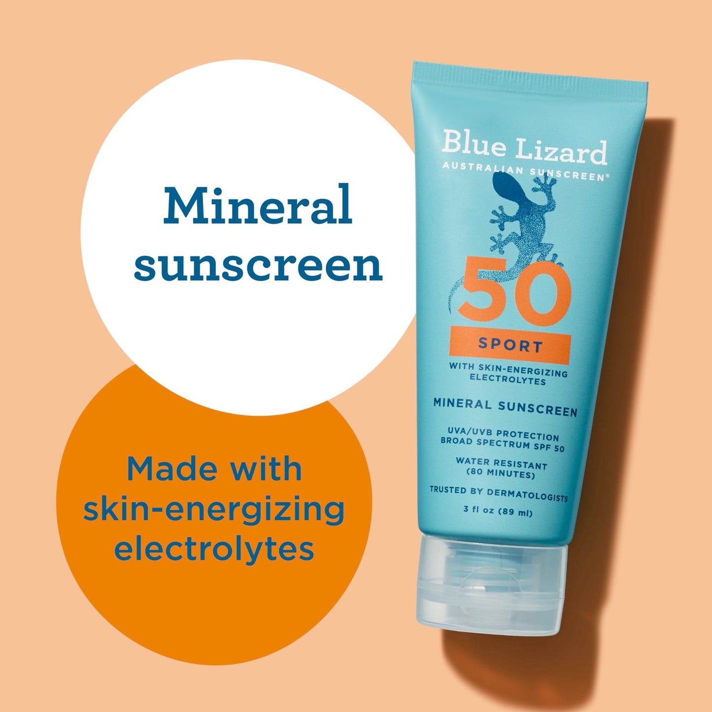 Blue Lizard Sport Mineral SPF 50 Lotion, Ideal for Athletes, 100% Mineral Sunscreen Actives, Fragrance-Free, Paraben-Free, Vegan, 3.0 fl oz (Pack Beauty and Personal Care BLUE LIZARD