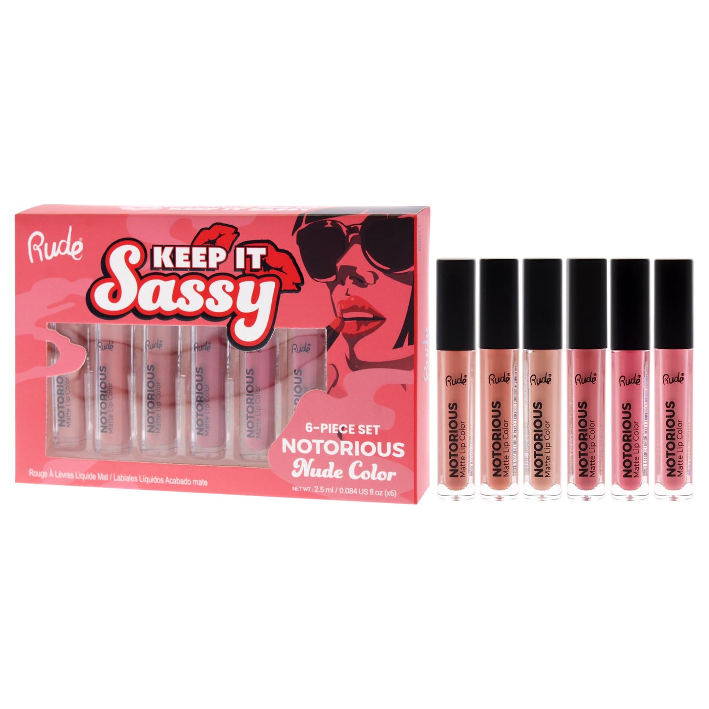Rude Cosmetics Keep it Sassy Notorious Set - Nude for Women - 6 Pc