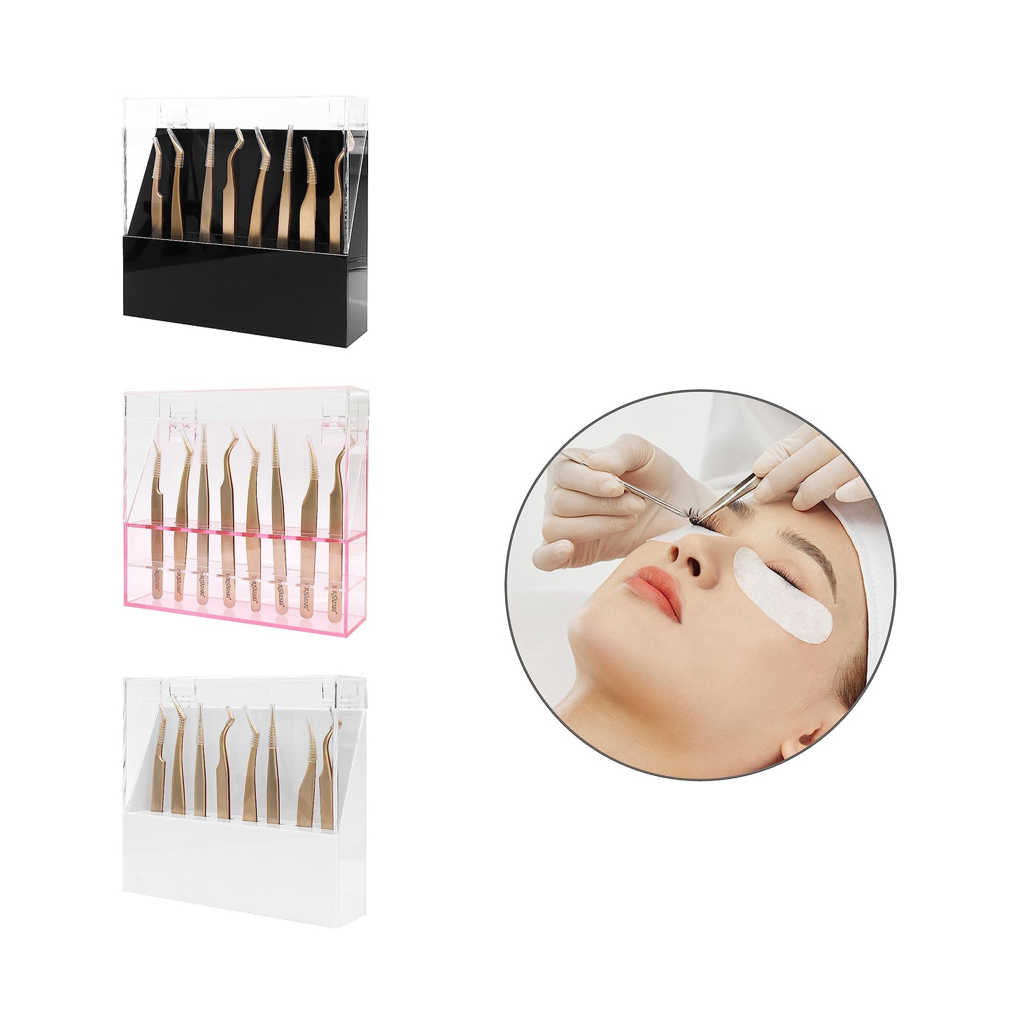 XIUSUZAKI Tweezers Storage Box 8 Holes Holder Lash Tweezers Storage for Eyelash Extensions Eyelash Professional(Black,Only the Box) Beauty and Personal Care XIUSUZAKI