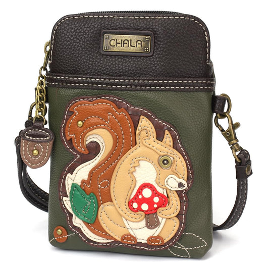 CHALA Crossbody Cell Phone Purse | Women's Multi-Color Wristlet Handbags with Adjustable Strap (Olive_ Squirrel) Fashion CHALA