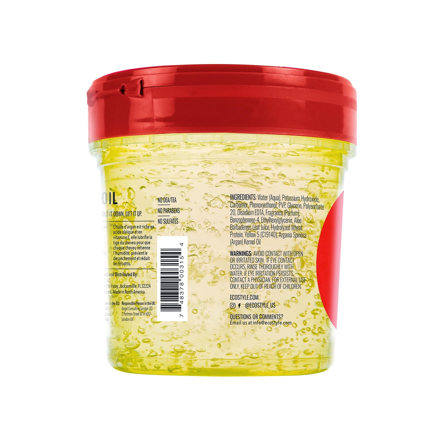 Eco Style Moroccan Argan Oil Styling Gel - Promotes Healthy Hair - Nourishes And Repairs - Delivers Long Lasting Shine - Provides Maximum Hold