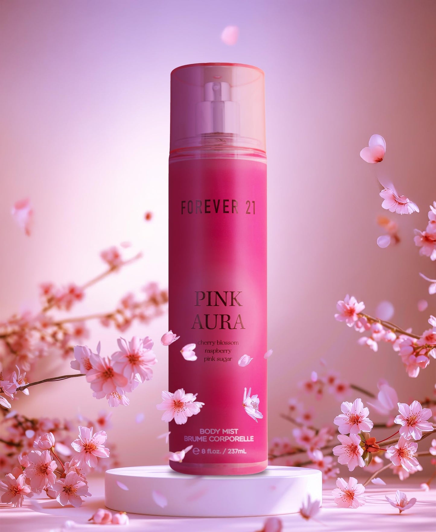 Forever 21 Pink Aura Body Spray Mist | Lightweight & Flirty Everyday Scent | Sweet Body Spray with Cherry Blossom Top Notes, Raspberry and Pink Sugar