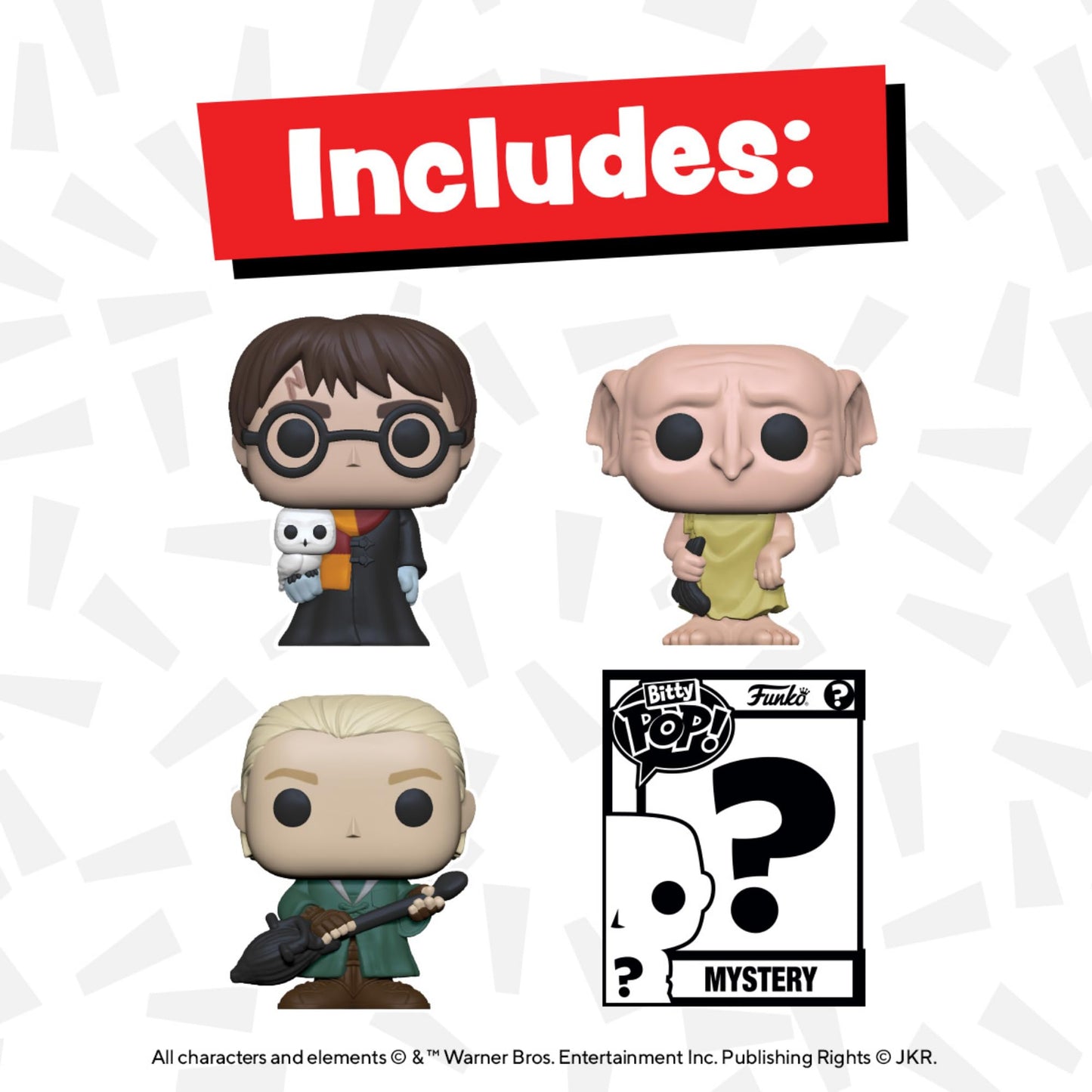 Funko Bitty POP! HP - Harry in Robe with Scarf, 4-Pack - Harry Potter, Draco Malfoy, Dobby and A Surprise Mystery Mini Figure - 0.9 Inch (2.2 Cm)…