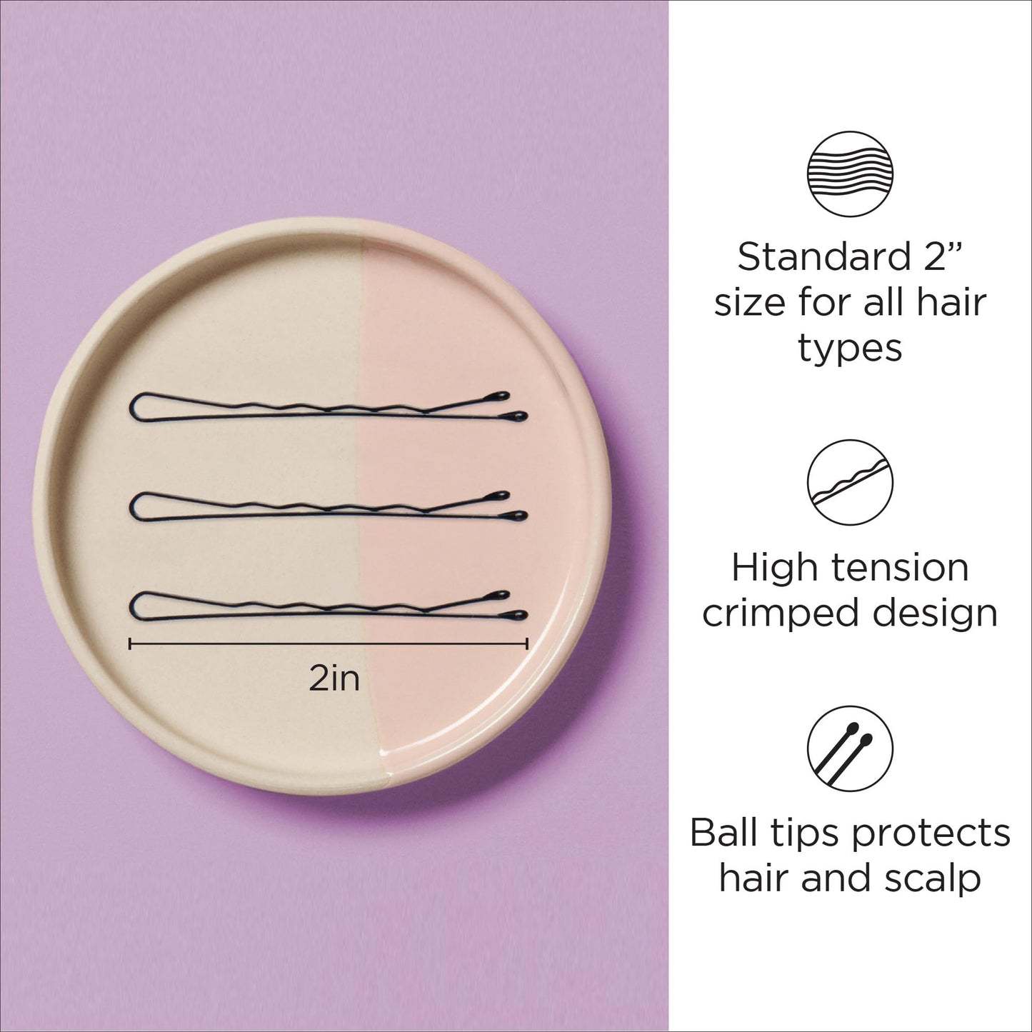 Diane Bobby Pins, 2" Black, 1 Lb. (Approximately 600 Pins)